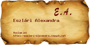 Eszlári Alexandra névjegykártya